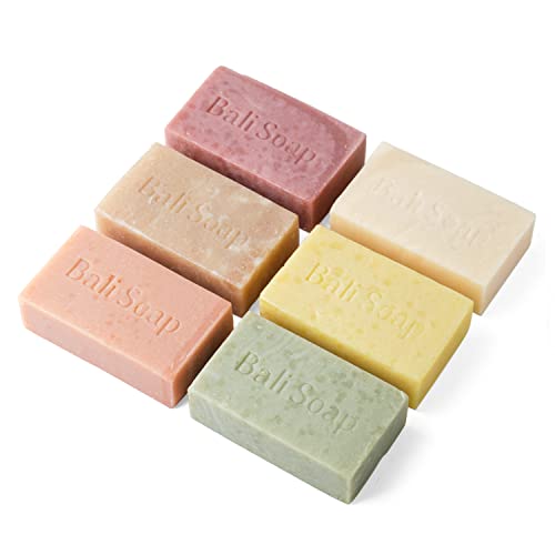 Bali Soap - Feminine Collection Natural Soap Bar Gift Set, 6 pc Variety Pack, Bergamot-Gardenia, Jasmine-Mint, Lotus-Neroli, Chamomile-Moringa, Tuberose-Lily, Greentea-Lime 3.5 Oz each