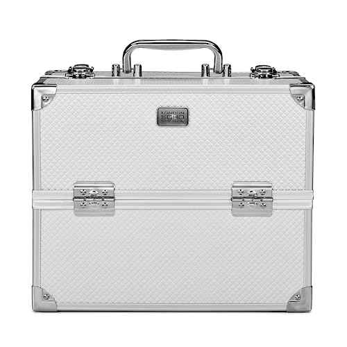 Conair Makeup Beauty Case - Cosmetic Case with Expandable Shelves and Locking Latch - Professional makeup case - Silver Diamond - London SOHO New York by Conair