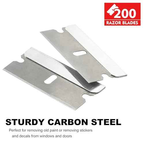 Great Andrew Single Edge Razor Blades, 200 Pack Straight Edge Razor Blade Safety Refills Blades Scraper for Box Cutting, Crafts, DIY, Heavy Duty & Industrial Use