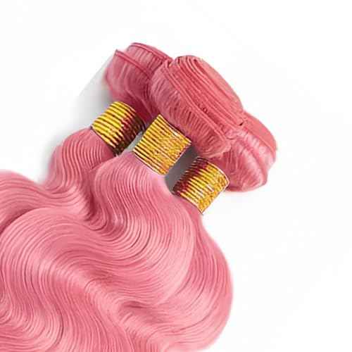 Pink Bundles Human Hair Light Pink Body Wave Bundles Unprocessed Brazilian Virgin Remy Hair Extensions 24 26 28 Inch Double Weft Hot Pink Bundle Hair Weave