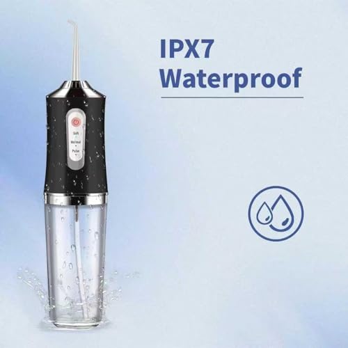 Water-Flosser-Cordless-Teeth-Cleaner MAKJUNS Water Dental Flosser with 3 Modes 4 Jets Rechargeable IPX7 Waterproof for Travel Home Braces(Black)