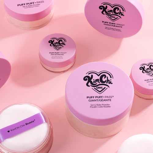 KimChi Chic Giant Puff Puff Pass Set & Bake Powder - Loose Setting Powder with Rice & Vitamin E, Finely Milled for All Day Wear, Translucent 80g