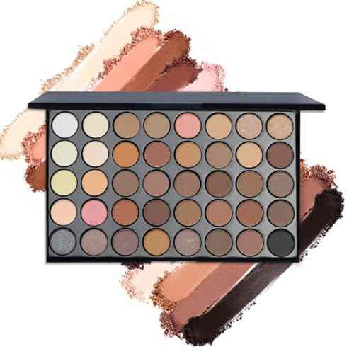 BONNIE CHOICE 40 Colors Neutral Smokey Makeup Eyeshadow Palette, Professional High Pigmented Matte Glitter Black Grey Naked Nude Brown Makeup Pallet Waterproof Long Lasting Eye Shadow Powder
