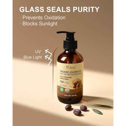 Organic Jojoba Oil Glass Bottle 8 fl oz, USDA Certified 100% Pure & Natural Jojoba Oil for Hair, Skin & Face, Cold Pressed Unrefined Hexane Free, Deeply Moisturizing Body Serum Oils for Gua Sha