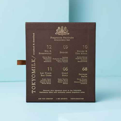 TOKYOMILK Eau de Parfum Discovery Set, 6 Alluring 0.23 fl oz Fragrance Bottles, Luxury Long-Lasting Mini-Perfume Sampler for Women, Exciting Scented Feminine Holiday Gift Set