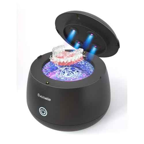 Ultrasonic Retainer Cleaner, EVA BELLE Denture Retainer Cleaner Machine, Tooth Cleaner for Oral Dental Care, Portable Rechargeable Dental Cleaning Pod for Night Guards, Braces, Aligner, Jewelry