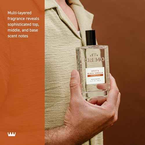 Cremo Cologne For Men - Spice & Black Vanilla Mens Cologne Spray, An Explosion of Vibrant Spices, Dark Woods and Black Vanilla, Multi-Layered Signature Men's Fragrances, 3.4 Fl Oz