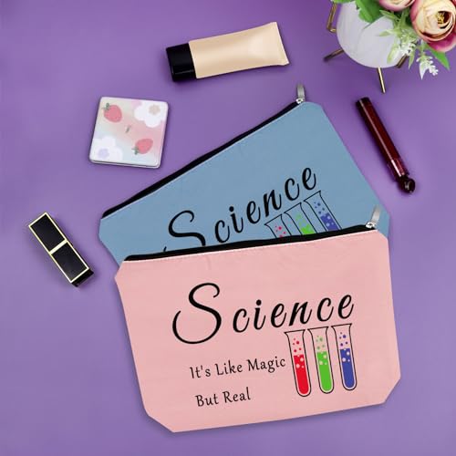 Sazuwu 2PCS Science Gifts for Adults Makeup Bag Scientist Gifts for Women Best Gifts for Science Lovers Cosmetic Bag Chemist Gifts Biology Gift Graduation Birthday Christmas Gifts Travel Pouch