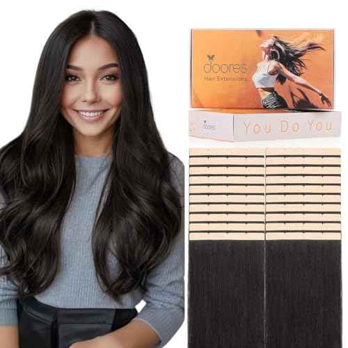 DOORES Tape in Hair Extensions Human Hair, Dark Brown 18 Inch 100g 20pcs, Wide Tape in Extensions Real Remy Invisible Seamless Tape-ins Silky Straight Skin Weft Folding Wear