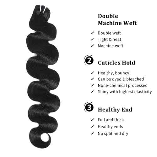15A Raw Indian Human Hair Bundles Body Wave Bundles Human Hair,Triple Lifespan Virgin Remy Hair,No Tangle Shedding,Keep Texture Silky Soft After Multiple Washes (1 Bundle Natural Black, 24 inch)