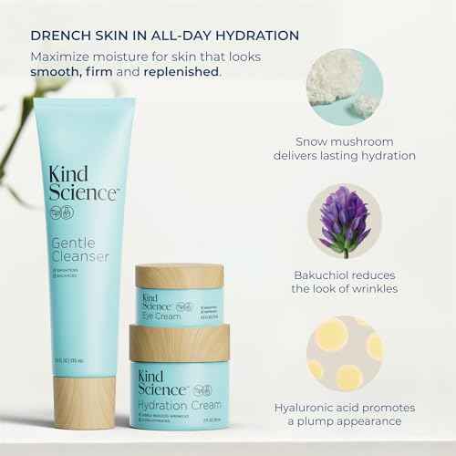 Kind Science 3-Piece Skin Care Set, Gentle Cleanser, Hydration Cream, Eye Cream - Essential Anti Aging Trio - Anti Aging Skin Care Set for Women - Paraben, Dye & Fragrance Free, Cruelty Free