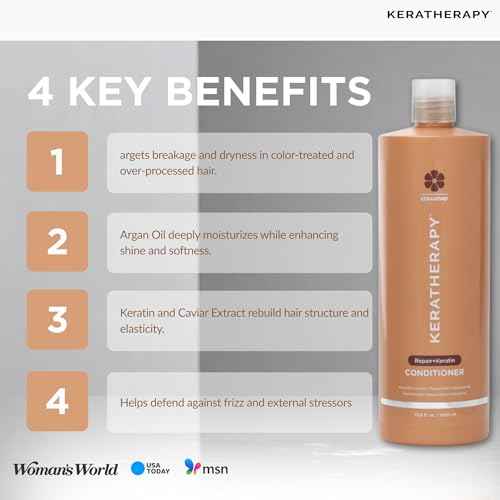 KERATHERAPY Keratin Infused KeratinFIXX Repair Conditioner, 33.8 fl. oz., 1000 ml - Repair Conditioner for Dry, Damaged or Frizzy Hair with Caviar Extract, Argan Oil & Kerabond to Repair Breakage