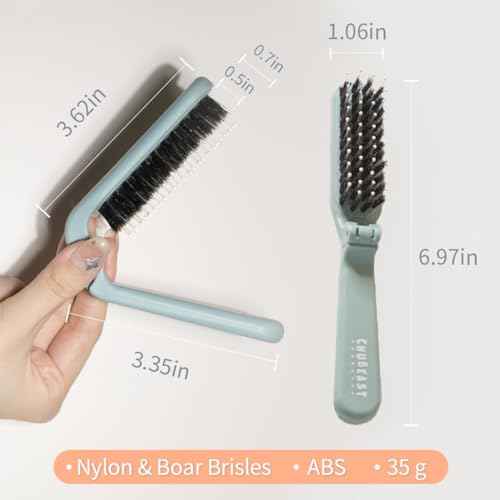 Uffy MiniPop Travel Hair Brush ? Mini Folding Boar Bristles for Women, Men & Kids | Kid-Friendly Portable Purse Brush for Wet & Dry Hair, Curly or Straight | Pocket-Size Detangler ? Hot Pink