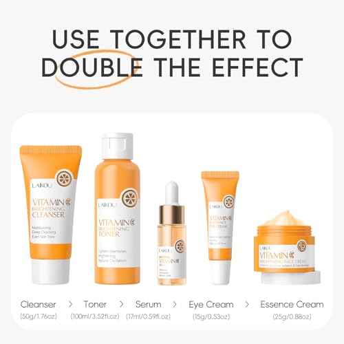 LAIKOU Vitamin C Skin Care, Skin Care Set, Face Mask, Eye Mask, Lip Mask with Serum, Cleanser, Toner, Eye Cream, Essence Cream for Women Teen Girls Mom Daughter Mother's Day Christmas Birthday