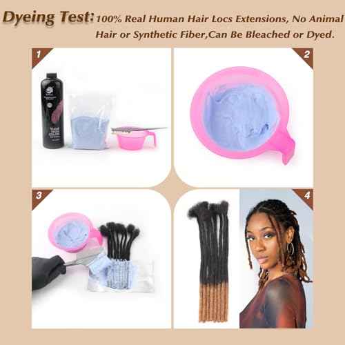 Loc Extensions Human Hair Dreads Extensions for Men Women Dreadlock Extensions Real Human Hair Locs Extension Natural Black Full Handmade Permanent Locs Hair Extensions (0.6cm 1B 10 Inch 30 Strands)