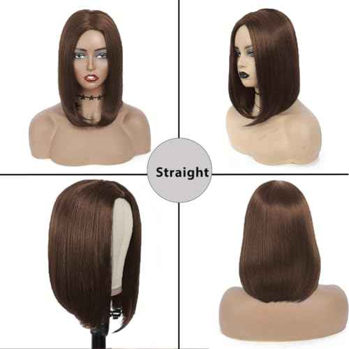 Chocolate Brown Bob Wig Human Hair Straight 13x4 HD Lace Front Wigs for Black Women Glueless Short Bob Lace Frontal Wig Human Hair Pre Plucked 150% Density #4 Color 16 Inch