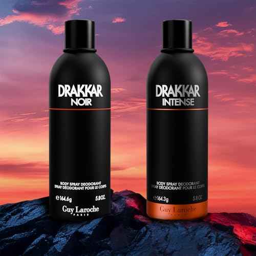 Guy Laroche Drakkar Intense, Seductive & irresistible Body Spray, Ambery fougere fragrance, Long Lasting Mens Cologne, Body Spray for Men 5.8 Fl.Oz
