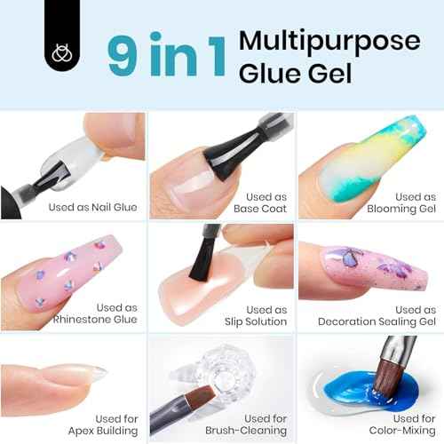 Beetles Gel Nail Kit Almond-500Pcs Gel Nails Tip Easy Extension Set Short Almond Shape 9 In 1 Nail Glue Extension Set Uv Led Lamp Acrylic False Tips Kit DIY Nails Art Gifts for Women