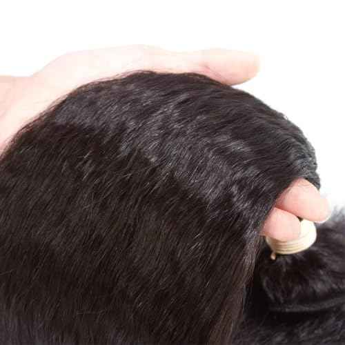 DMS Kinky Straight Bundles Yaki Straight Bundles Human Hair For Black Women 100% Unprocessed Brazilian Remy Hair Natural Black Color (26 inch£¬black)