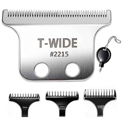 2215 Replacement T Wide Blades Compatible with Wahl 5 Star Detailer Li Trimmer(8081) and (8171) - Adjustable Stainless-steel Zero-Gap Trimmer Blade £¨1PC-silver)