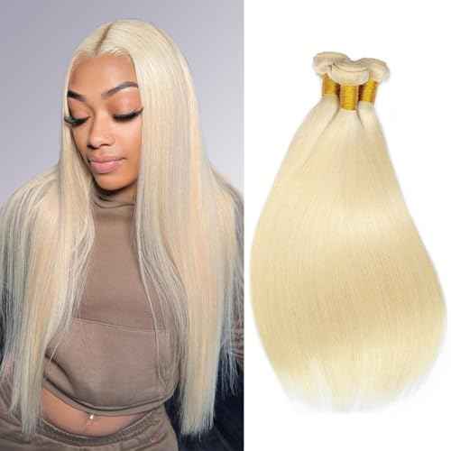 Blonde Bundles Human Hair 12A Grade Straight 613 Bundles Human Hair 100% Unprocessed Brazilian Virgin Raw Hair Quick Weave for women 3 Bundle Deals Hair Extensions 16 18 20 Inch