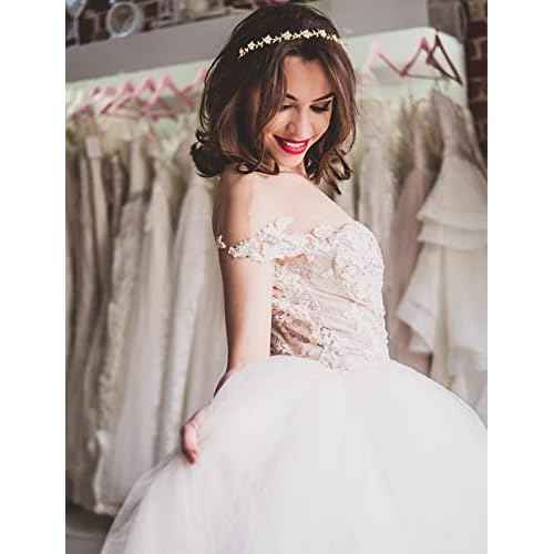 Jaciya Gold Bridal Headband 4 Pieces Rhinestone Headbands Crystal Flower Girl Leaves Crown Head Band Tiara Wedding Hair Accessories