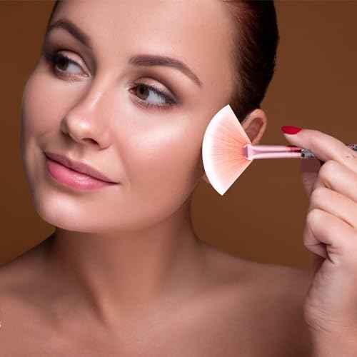 7 PCS Makeup Brushes, Crystal Sparkles Cute Fan Blush Foundation Powder Lip Highlight Eye Shadow Eyebrow Concealers Brush Set with Sequins Handle Professional Make up Blending Brush Pack for Girls