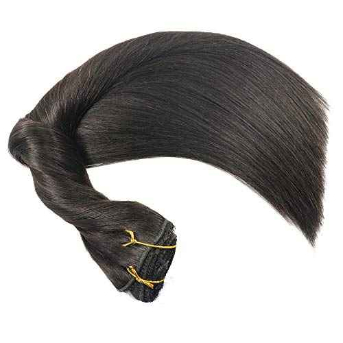 Real Human Hair Lace Clip In Hair Extensions Thick Ends 20inch 120g Color Off Black Remy Hair Extensions