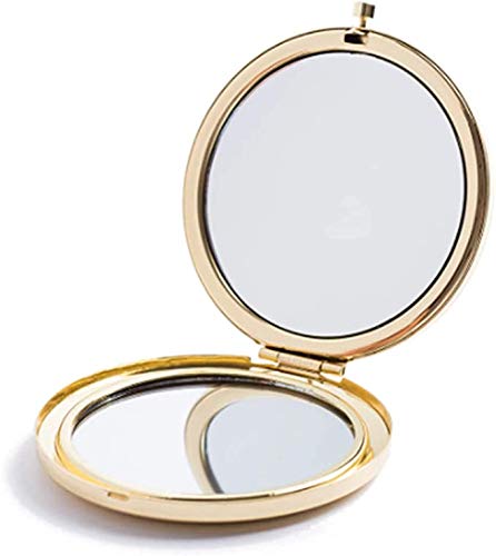 Mpowtech 5 Pack Gold Compact Mirror for Purse - 1x/2x Magnification Travel Makeup Mirror,Magnifying Small Pocket Mirror,Handheld 2-Sided Portable Cosmetic Mirror,Compact Mirror for Gift