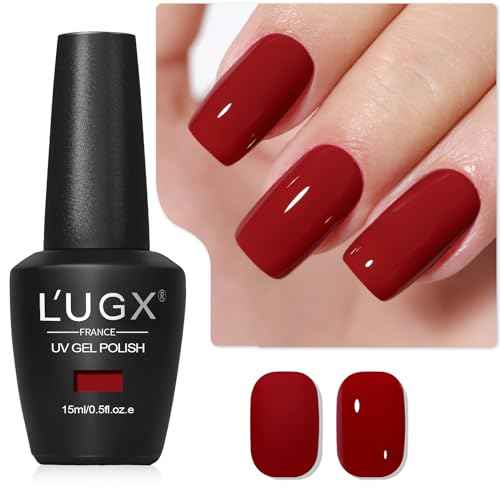 L'UGX Red Gel Nail Polish 15ML Christmas Cherry Dark Red Gel Polish Deep Soak Off UV Gel Colors for Nails Art DIY Manicure & Pedicure at Home Salon Holiday Gifts for Women LGS-703