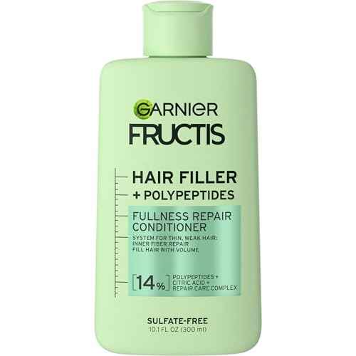 Garnier Fructis Hair Filler Fullness Repair Conditioner, Volumizing Conditioner with Polypeptides and Hair Repair Complex for Thin, Weak Split Ends, 10.1 Fl Oz