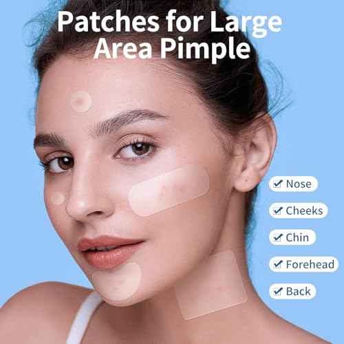 Large Pimple Patches for Face, Hydrocolloid Acne Patches, Variety Shapes Zit Covers, Stickers with Tea Tree, Salicylic Acid & Cica Oil| Round,Moon,Strip,Square,Rectangle,Nose Strip |8 Sizes |380 Count