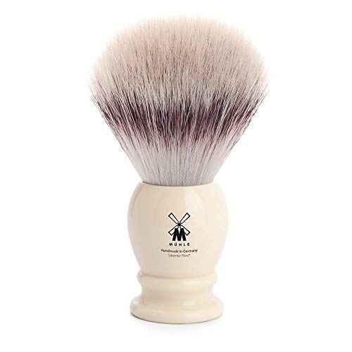M?HLE Classic Black X-Large Silvertip Fiber Shaving Brush - Synthetic Luxury Shave Brush for Men, Rich Lather