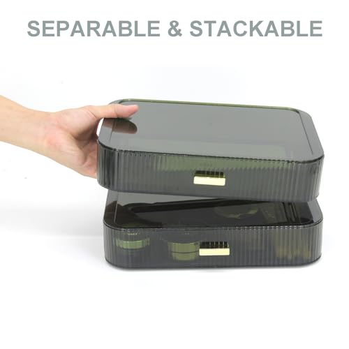 Makeup Organizer Drawers Stackable, Bathroom Vanity Organizers and Storage, Great for Cosmetics, skincare, Lipsticks, Nail Care (Green,1 Drawer)