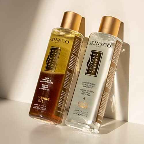 SKIN&CO Truffle Therapy Love at First Swipe | 2-Pc Skincare Kit with Face Toner & Cleansing Oil | Hydrating, Makeup-Removing, Pore-Refining Duo for Brighter, Glowing Skin | All-Natural & Made in Italy