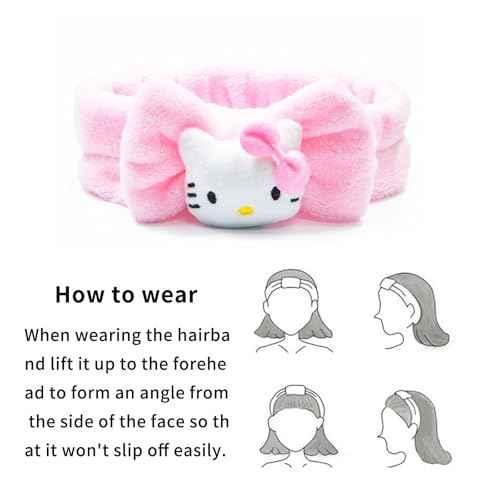 Toiletry Bag & Spa Headband, Cute PU Leather Ttravel Makeup Bag, Soft Makeup Headband for Washing Face, Gifts for Women Girls