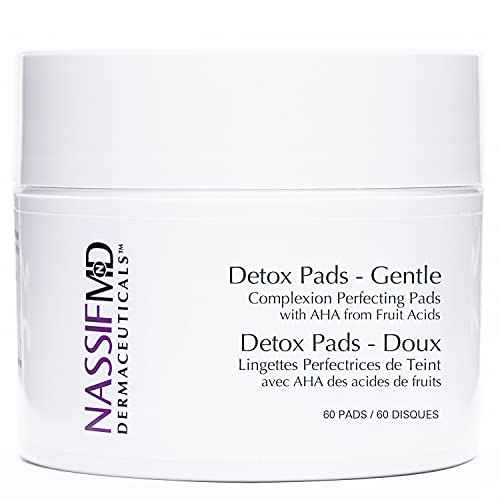 NassifMD Gentle Detox Pads, Surgeon-Created Fruit Acid Complex for Sensitive Skin, Brightens, Exfoliates & Reduces Wrinkles, Dermatologist-Tested