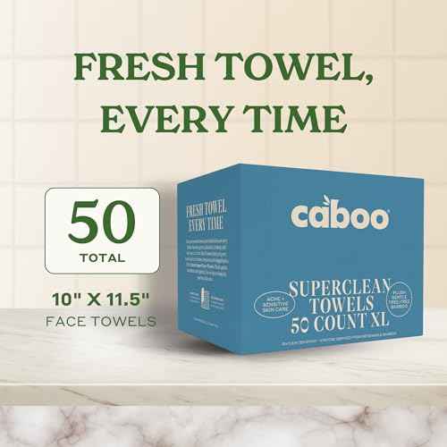 Caboo Bamboo Disposable Face Towels ? 50 Soft, Lint-Free Towels (10x11.5¡±) | Biodegradable, Eco-Friendly & Extra Large | Gentle Alternative to Makeup Wipes or Washcloths