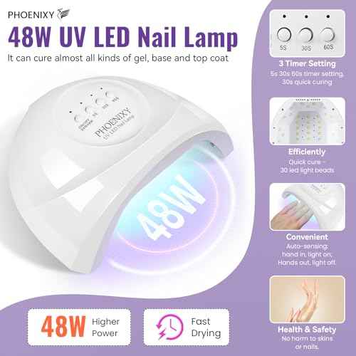 PHOENIXY 63 Pcs Gel Nail Polish Kit with U V light and Drill, 50 Pcs Gel Polish with 5 Pcs Base Top Coat Manicure Starter Nail Polish Set Christmas Gifts for Women ST9017