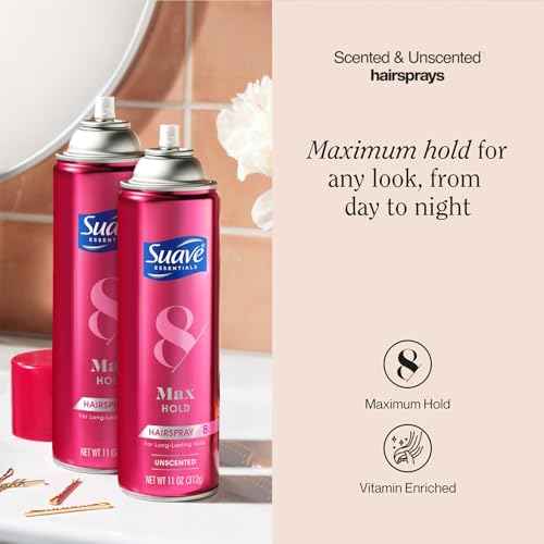 Suave+ Hairspray Max Hold Variety 2-Pack, Unscented & Scented Formulas ? Aerosol Hairspray, 11 Oz Ea