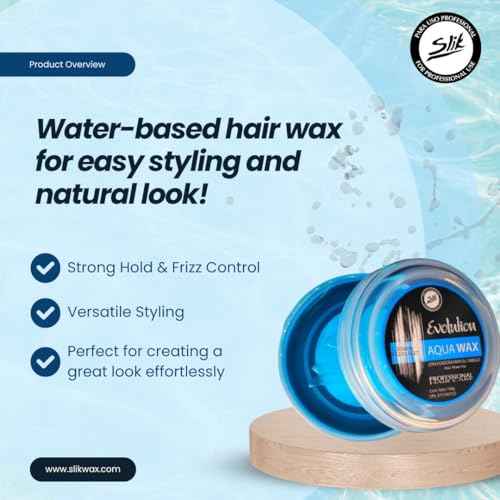 SLIK Aqua Wax Water-Based Hair Styling Wax 140g / 4.9oz - Strong Hold, Frizz Control, Easy Wash Out - Unisex Hair Wax for Men, Women, Teens, and Kids - 2 Packs