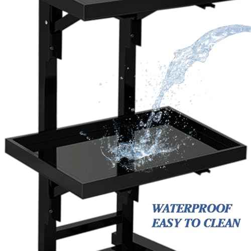 Acrylic Salon Tray on Wheels for Tattoo Medical Dental, Rolling Tray Salon Trolley Beauty Hair Lash Cart Mayo Stand (Black)