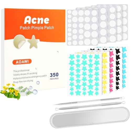 Acne Pimple and blackheads Remover Hydrocolloid patches, 350pcs Holiday colour Star and UltraThin Clear Stickers for Zits, Pimples, Acne,with Salicylic Acid, Tea Tree Oil, Centella acne stick set
