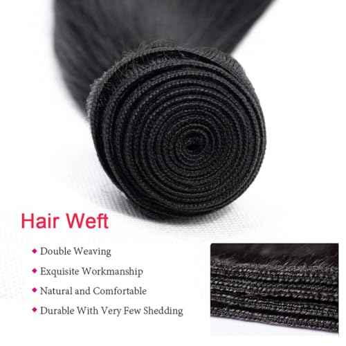Great Grace Brazilian Straight Bundles Human Hair 12 14 16 Inch 12A 100% Unprocessed Virgin Human Hair Weave 3 Bundles Deals Natural Black Color (Natural Balck 3 Bundles, 12 14 16)