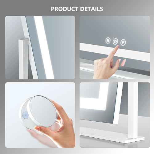 Lighted Makeup Mirror, 17.3"x13" Hollywood Vanity Mirror with Lights, Three Color Lighting Modes, and 5X Magnification Mirror, Smart Touch Control, 360¡ÆRotation (Gold,17.3in Gift Box)