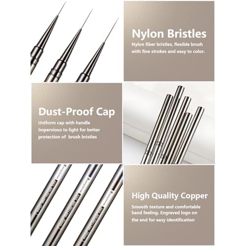 Nail Liner Brush, Fine Line Nail art Brushes 5/9/15/20/25mm Thin Line Nail Brushes Detail Drawing, Liner Brush for Nails Gel