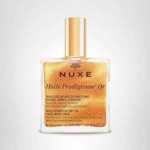 Nuxe Huile Prodigieuse Shimmer Dry Oil With 7 Botanical Oils for Radiant Glow & Hydration for Face, Body & Hair, 3.3 Fl Oz