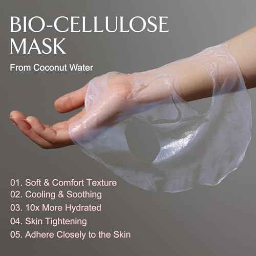 LA MUSE Biocellulose Signature Face Mask(5ea) | Deep Hydrating, Tightening & Firming Care for Skin Repair | Rejuvenating & Moisturizing | Cooling & Soothing Sensitive Skin | Face Mask Korean Skin Care
