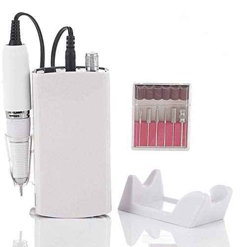 Miss Sweet Portable Nail Drill Machine Rechargeable Electric Nail File for Acrylic (Pure White)