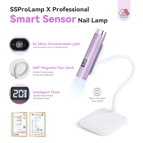 SAVILAND SSPro X U V Light for Gels Nails : 8s U V LED Nail Lamp with Smart Sensor 360¡Æ Rotatable Magnetic Nail Light Flash Cure Lamp for Gel Stand 2 Timer LCD Screen Nail Light Use Home DIY